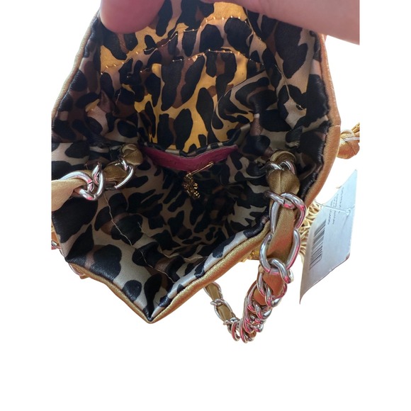 Betsey Johnson **RARE**Vintage Gold‎ Beaded Drawstring Fringe Bag – NWT